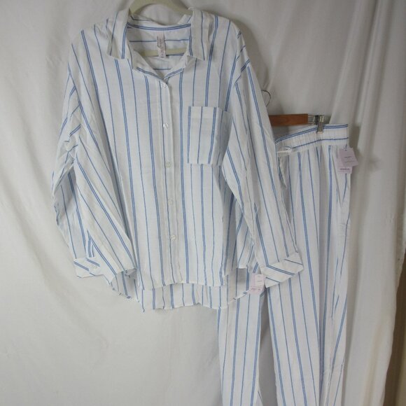 Auden Pajama Set 2 Piece Blue White Striped Long Sleeve & Pants Size XXL NWT - Picture 13 of 13